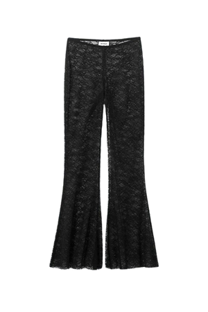 Mina Flared Lace Trousers - Black - Weekday WW