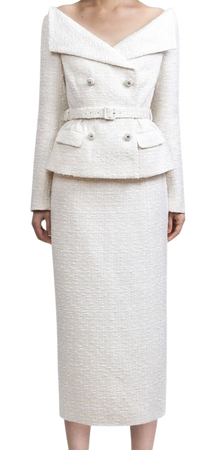 self portrait skirt suit blazer cream tweed