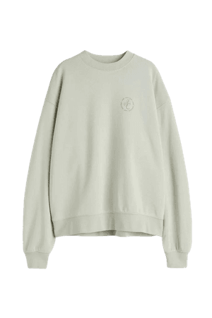 Printed Sweatshirt - Sage green - Ladies | H&M US