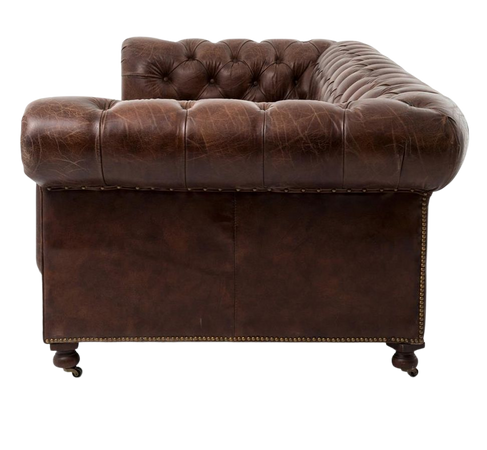 Club Chesterfield Tufted Brown Leather Sofa - 118W | Kathy Kuo Home