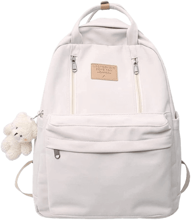 Amazon.com | Preppy Backpack with Plushies Cute Vintage Backpack for School Girls Light Academia Bookbags Preppy Aesthetic Backpack (White) | Kids' Backpacks