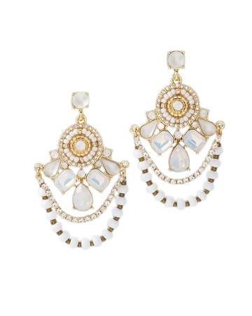 Beaded White Chandelier Earrings - White House Black Market