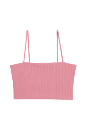 Ribbed crop top - Pink - Cropped tops - Monki WW