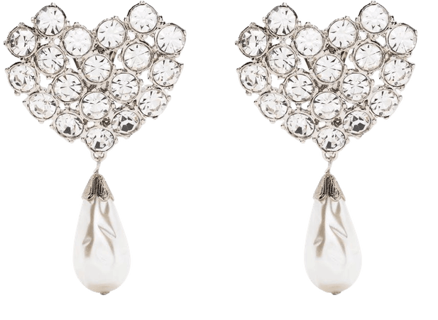 Alessandra Rich crystal-embellished Heart Drop Earrings - Farfetch