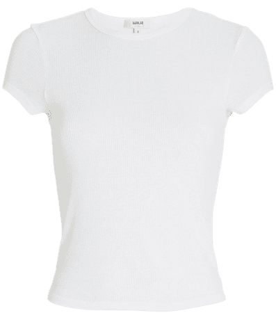 AGOLDE Ren Rib Knit T-Shirt in White | INTERMIX®