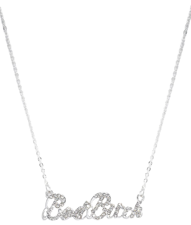 Bad Bitch Rhinestone Pendant Necklace - Silver