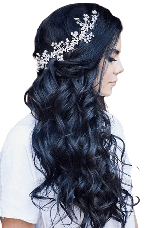 Long Black Hair with Adornment
