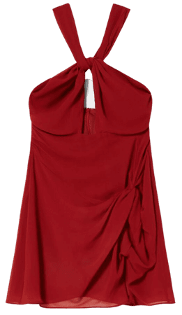 Knotted neckline faux chiffon mini dress - Dresses - Woman | Bershka