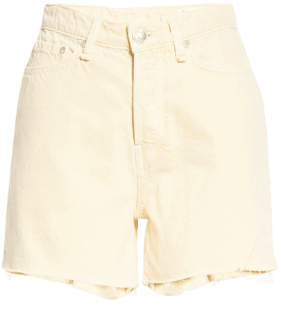 rag & bone Maya High Waist Raw Hem Cutoff Denim Shorts (Lemon Drop) | Nordstrom