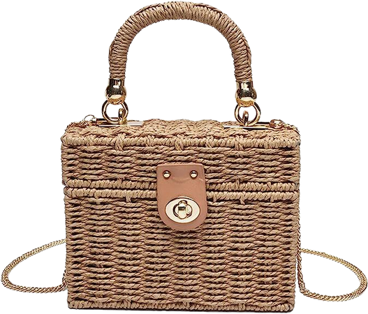 Women's Straw Bag Vintage Basket Purse Summer Beach Handbag Rattan Crossbody Bag Casual Vacation (Handbag-Khaki): Handbags: Amazon.com