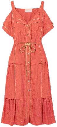 Cold-shoulder Jacquard Midi Dress