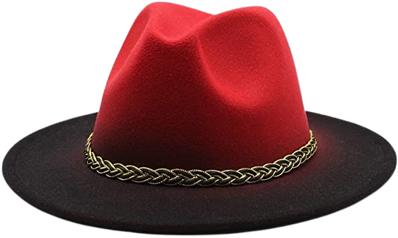 sunli Jazz top hat Woolen Men and Women Outdoor Sun hat Wide Brim Gentleman hat (Red + Black) at Amazon Women’s Clothing store