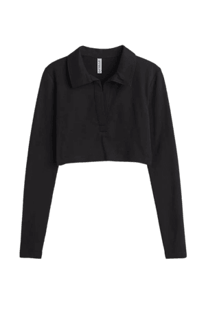 Collared Crop Top - Black - Ladies | H&M US