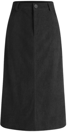 Corduroy High Waist Solid Maxi Skirt - Cider