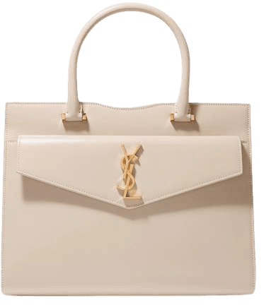 Cabas Uptown Glossed-leather Tote - Beige