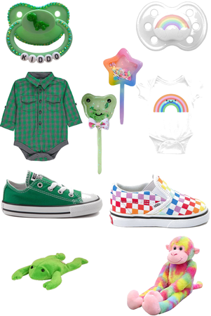 green and rainbow baby