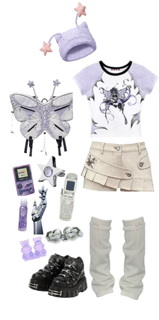purple cyber outfit with cfierce & new rock