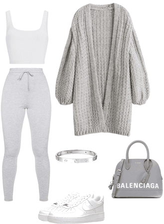 grey + white casual fit