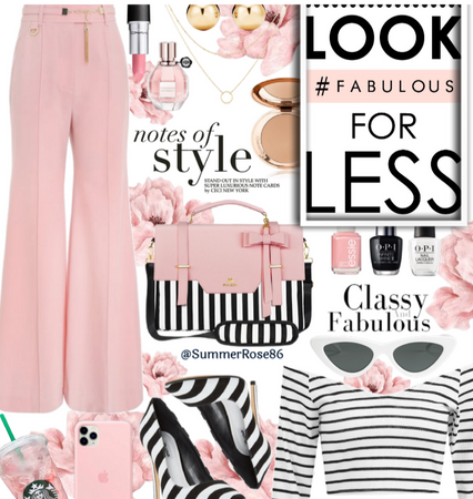 Pink & Black White Striped Bag 2024