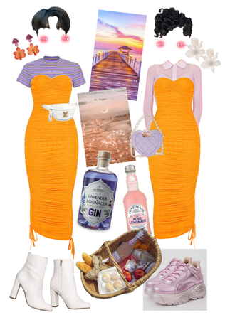 Sunset Date Orange and Purple Outfits