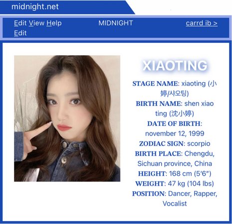 MIDNIGHTS- xiaoting profile