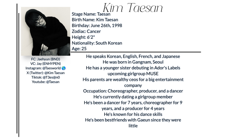 Kim Taesan Introduction