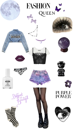 moschino / purple & black outfit