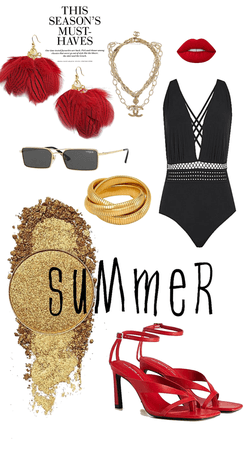 summer pool outfit using annaodaccessories red feather earrings