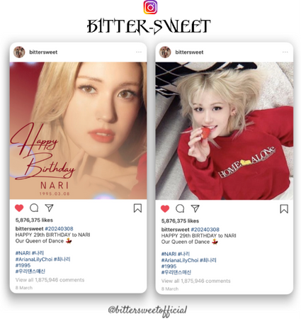 BITTER-SWEET 비터스윗 NARI’s Birthday Instagram Post