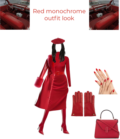Red monochrome outfit look idea by g.o. 2022