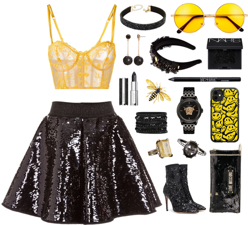 Black Sequins with a Hint of Yellow