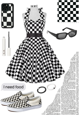 black and white checkered print