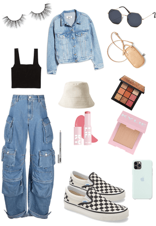 double denim outfit