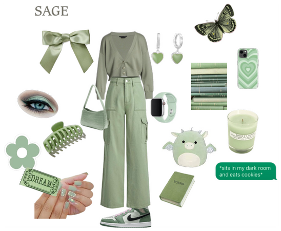 sage/green outfit