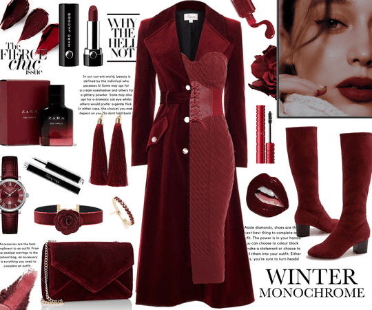 Monochrome red winter outfit