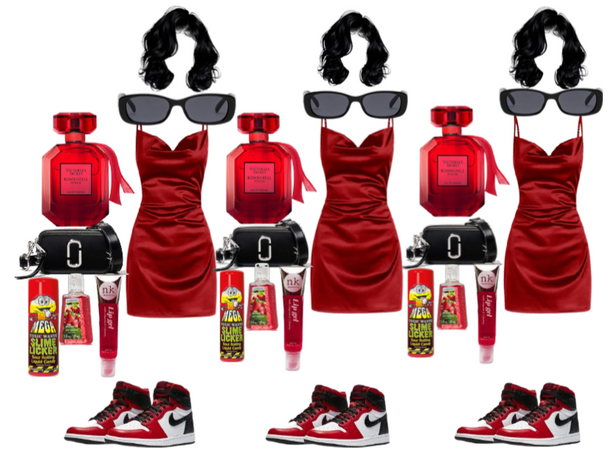 red trio outfit