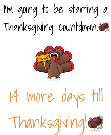 Thanksgiving Countdown! Starting Today!🦃