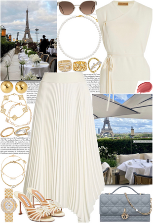 Cream set with gold jewelry for a branch time