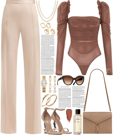 elegance outfit with brown & nude colors