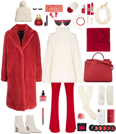 red and white winter outfit