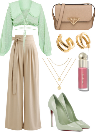 green tan outfit