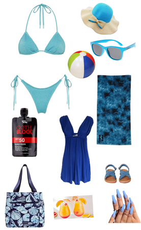 blue beach outfit