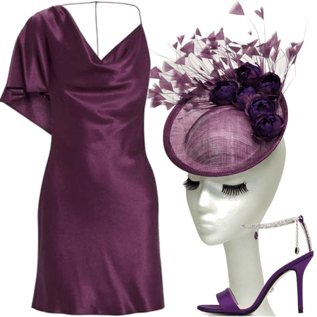 Plum Fascinator Look for Race Day