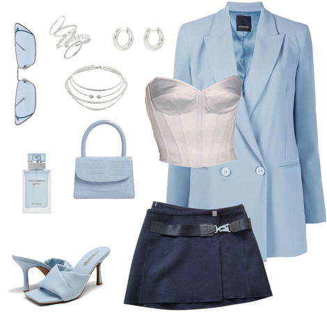 blue and white outfit
