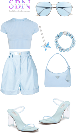 Pastel blue monochrome aesthetic outfit