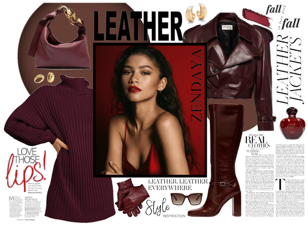 Leather Maroon Outfit