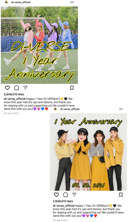 DI-VERSE 1 Year Anniversary Instagram Post