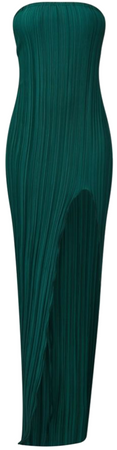 emerald green floor length gown with slit