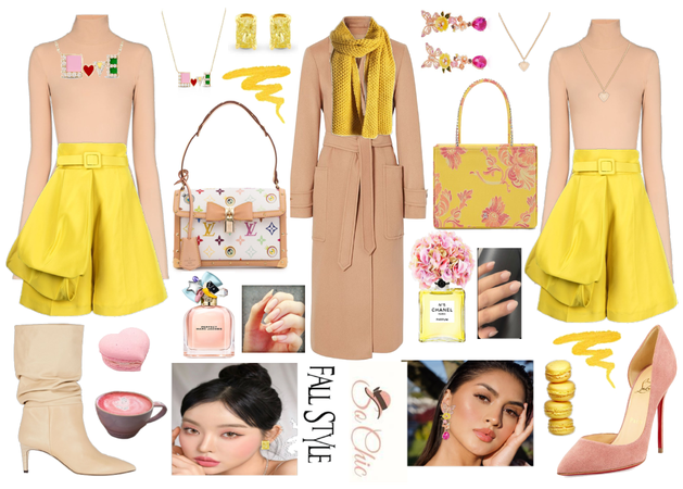 Two refined look= a romantic fall yellow and pink!