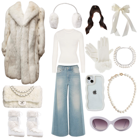White winter fur coat
